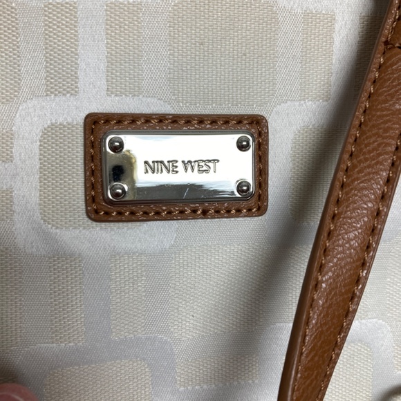 bag tote NINE WEST 10x16x4 canvas faux leather vegan shoulder straps - Picture 6 of 15